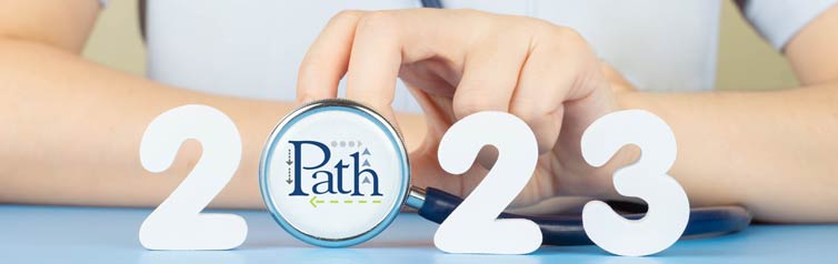 PATH logo in center of stethoscope that’s the zero in 2023