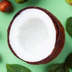 Halved coconut showing white center