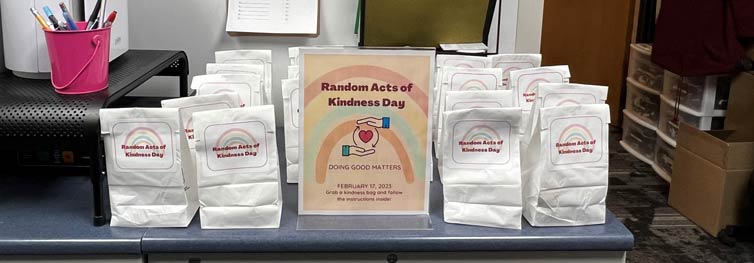 Small bags used for Random Act of Kindness Day at Winfield Park District.