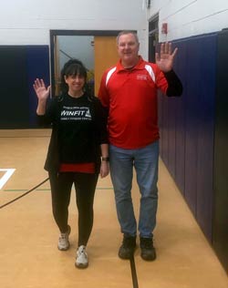 Kristin Bykowski, Fitness Supervisor, and Mike Bachio, Athletic Coordinator, participated in Wear Red Day.