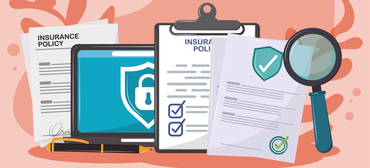 Graphic showing insurance and medical documents.