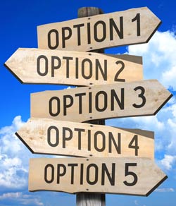 Five option arrows pointing in different directions