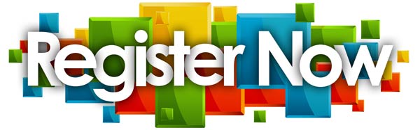 Register Now words against a background of overlapping colorful rectangles.