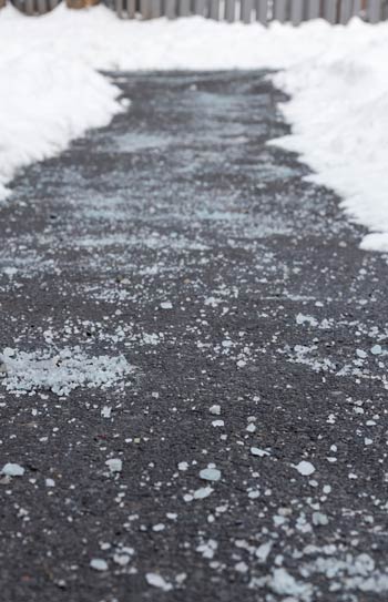 Snow-cleared sidewalk.