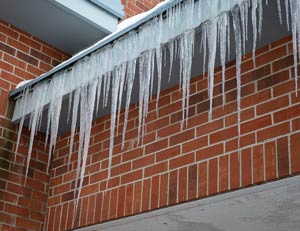 Icicles hanging from gutter.